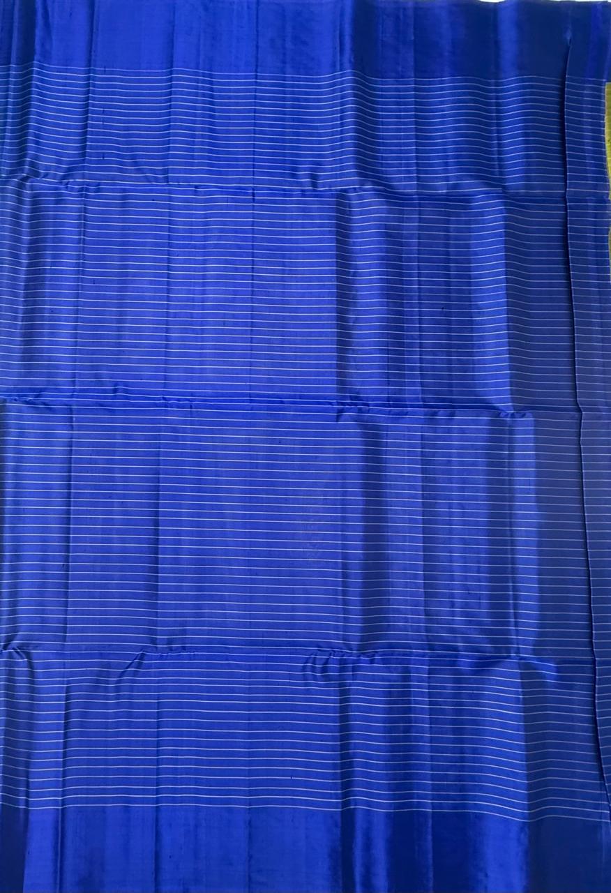 VSF973 - green color body , royal blue color pallu,blouse - Pure silk saree