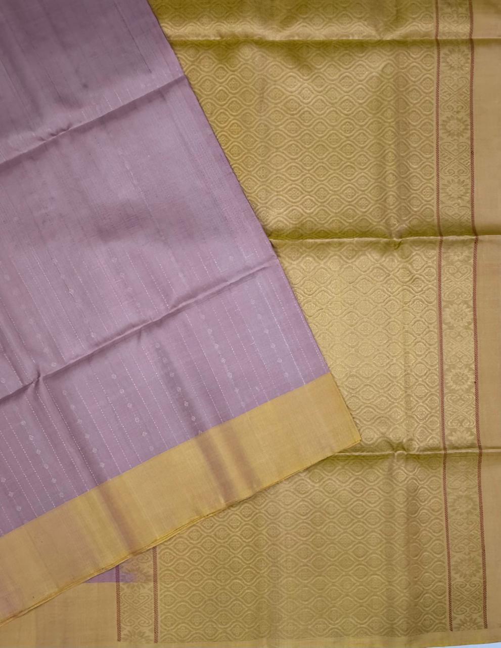 VSF976 - light peach color body , yellow color pallu,blouse - Pure silk saree