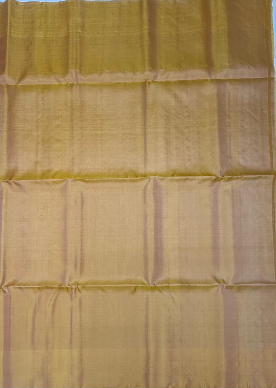 VSF976 - light peach color body , yellow color pallu,blouse - Pure silk saree