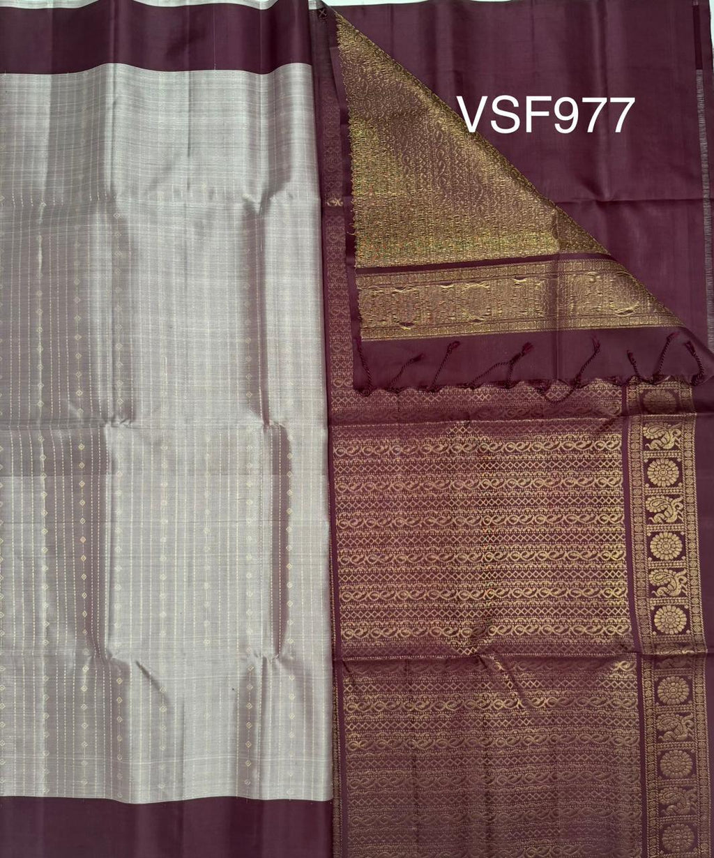 VSF977 - onion with purple color body , dark purple color pallu,blouse - Pure silk saree
