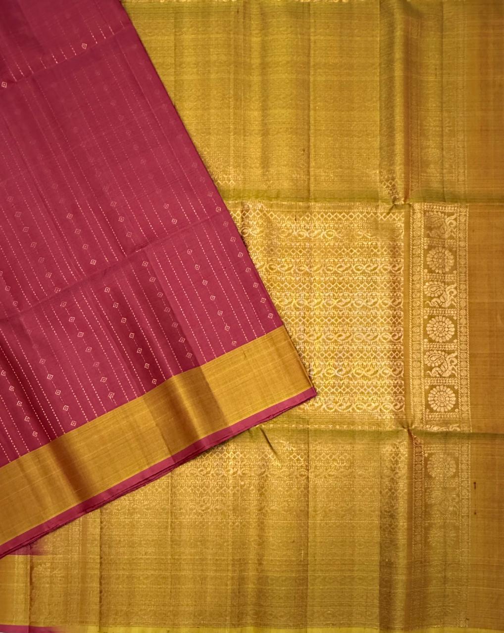 VSF978 - green color body , dark purple color pallu,blouse - Pure silk saree