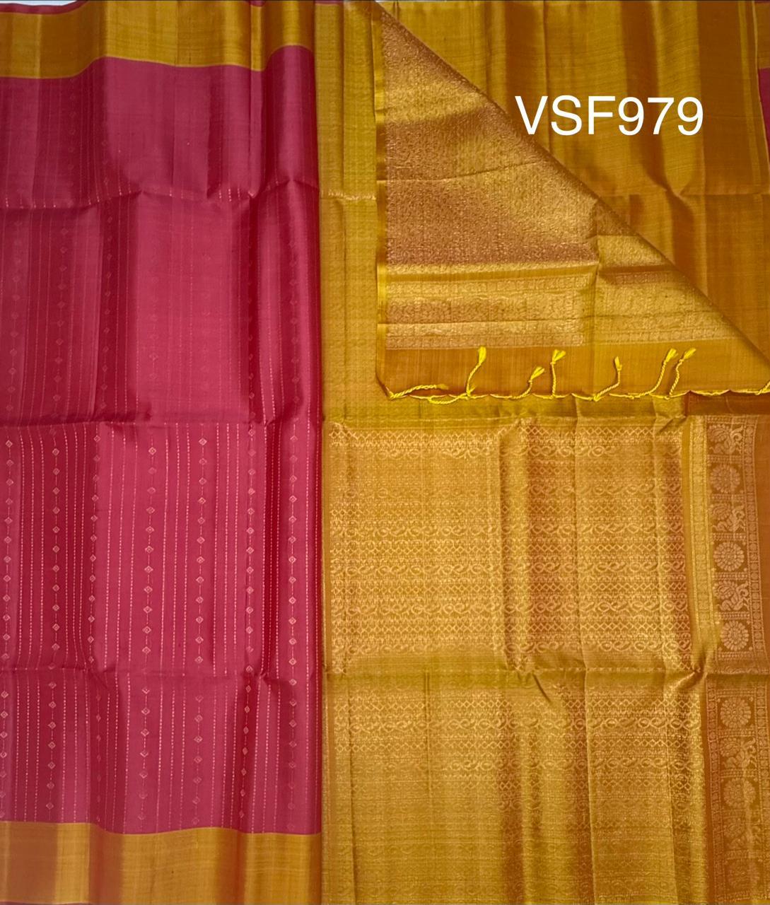 VSF978 - green color body , dark purple color pallu,blouse - Pure silk saree