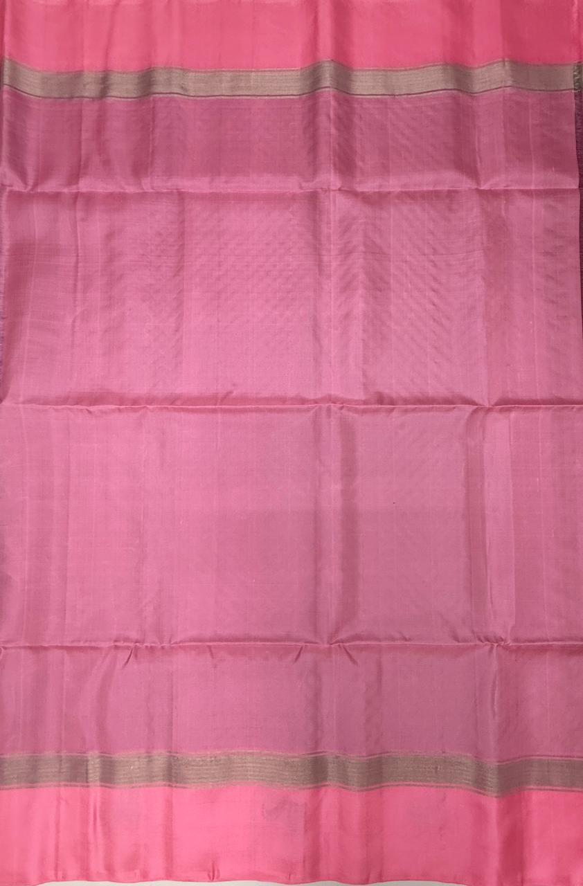 VSCB611 - violet color body , milk rose color pallu , blouse - Pure silk saree