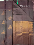 VSS484 - dark purple color body, pallu , blouse pure silk saree