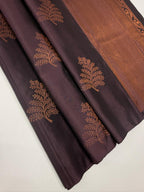 VSS484 - dark purple color body, pallu , blouse pure silk saree