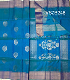 VSZB248 - blue color body, pallu , blouse - Pure silk saree