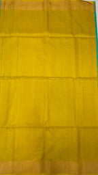 VSZB250 - sea blue color body , yellow color pallu , blouse - Pure silk saree