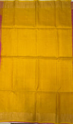VSZB251 - lotus pink color body , yellow color pallu , blouse - Pure silk saree