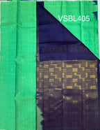 VSBL405 - rexona green color body , navy blue color pallu , blouse - Pure silk saree