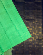 VSBL405 - rexona green color body , navy blue color pallu , blouse - Pure silk saree