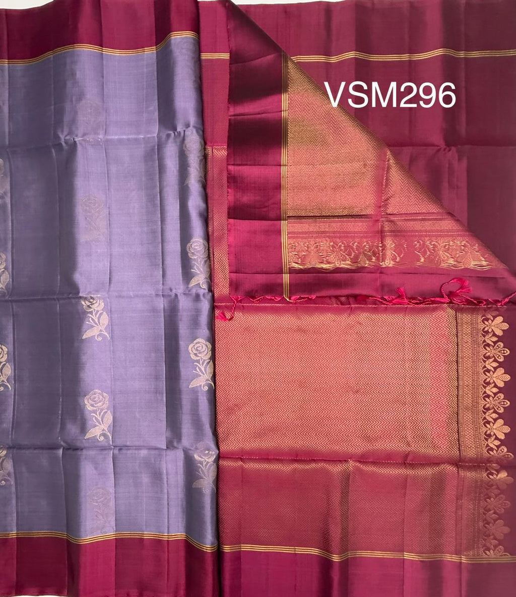 VSM296 - lavender color body ,&nbsp; purple color pallu , blouse&nbsp;