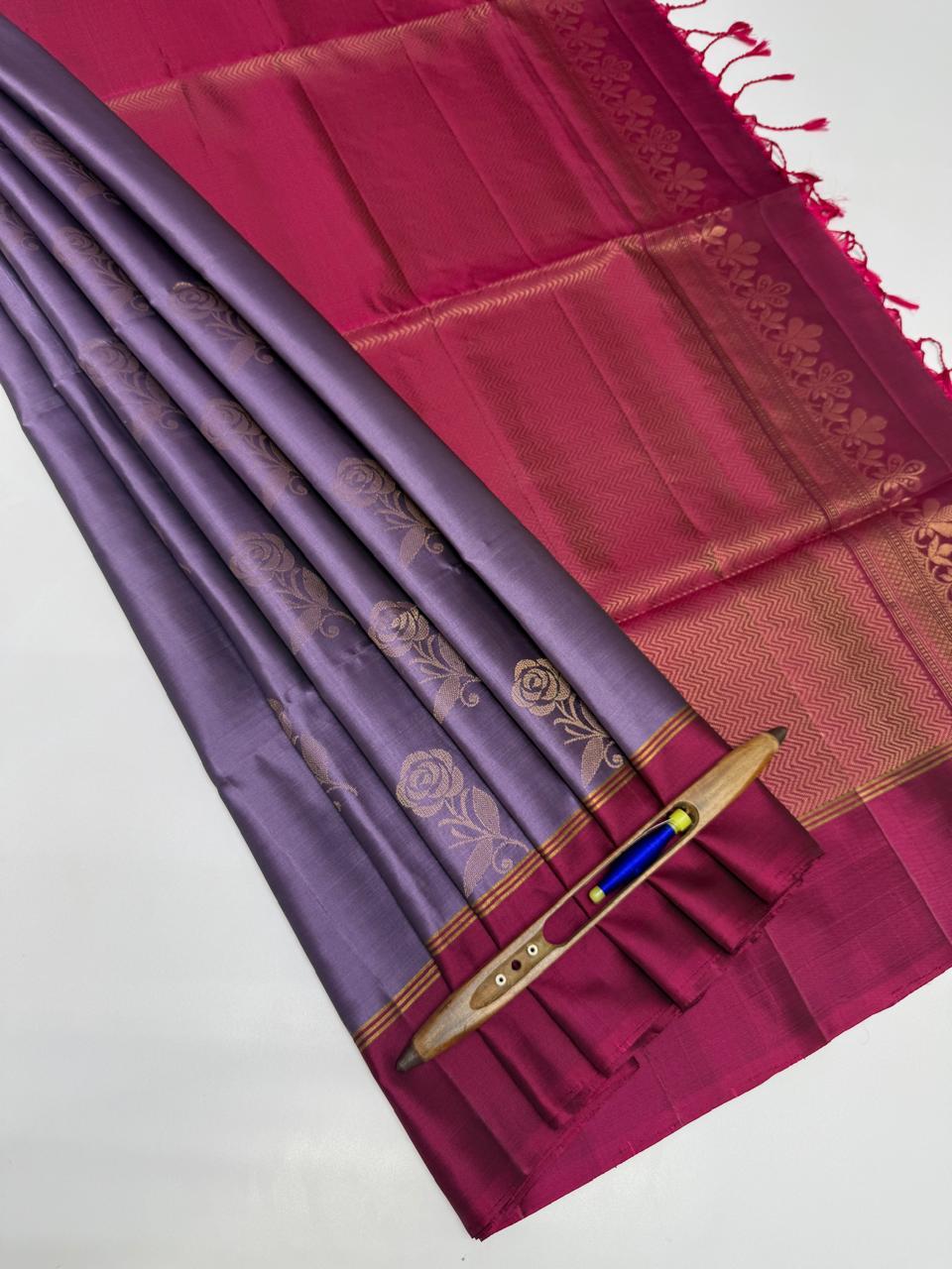 VSM296 - lavender color body ,&nbsp; purple color pallu , blouse&nbsp;
