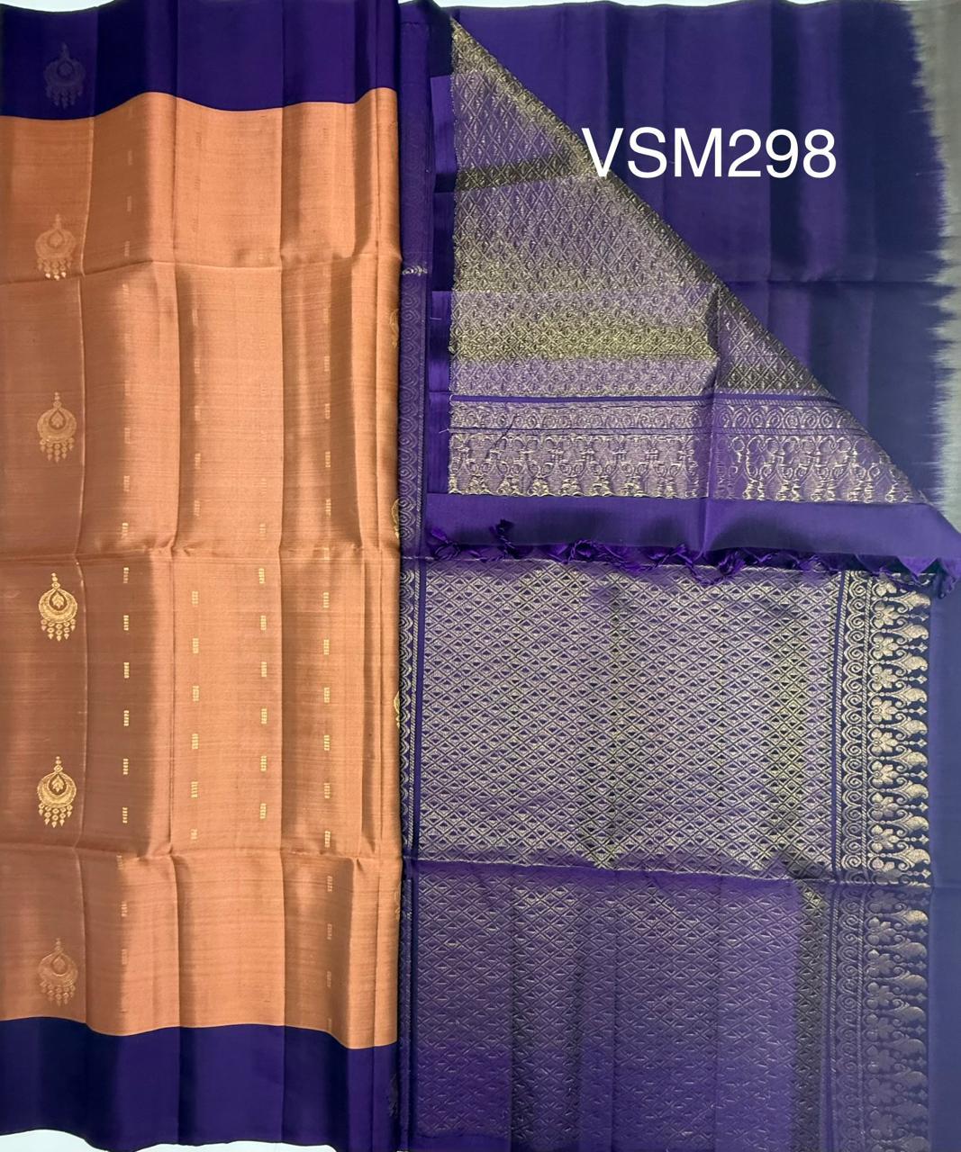 VSM298 - peack with black color body , violet color pallu , blouse&nbsp;