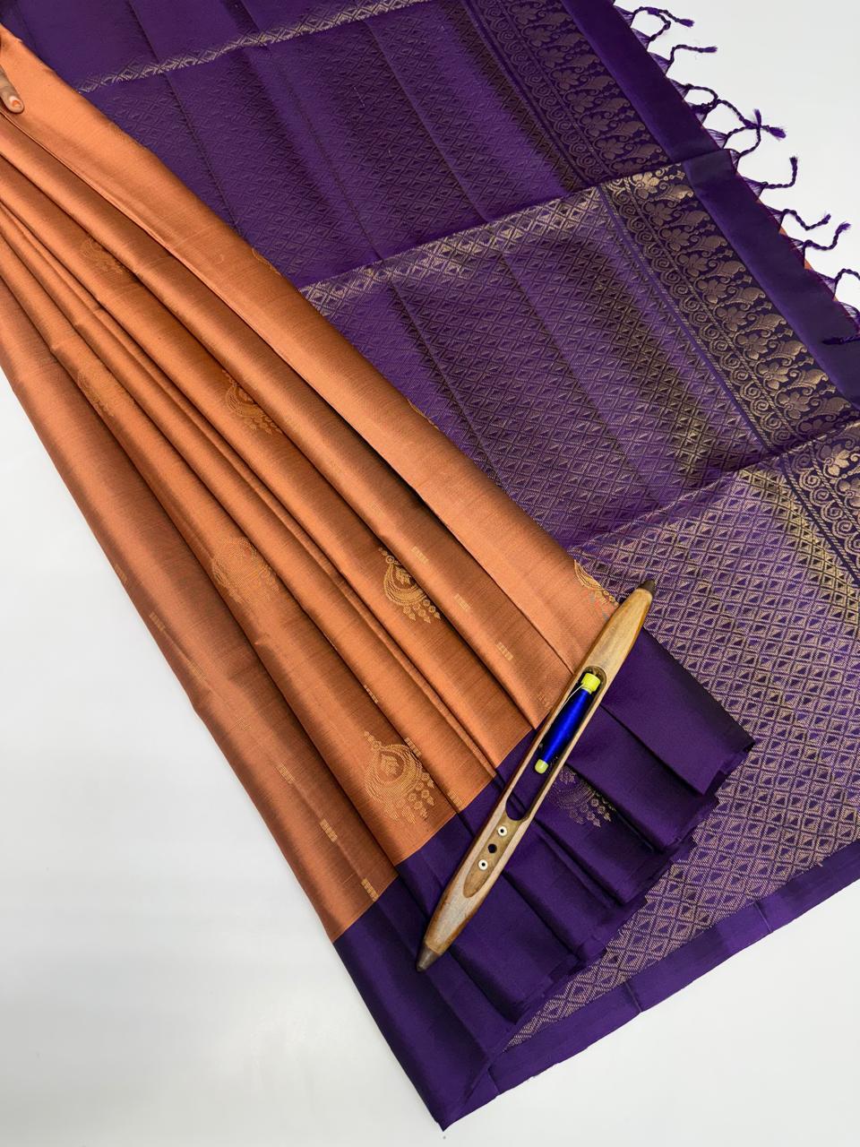 VSM298 - peack with black color body , violet color pallu , blouse&nbsp;