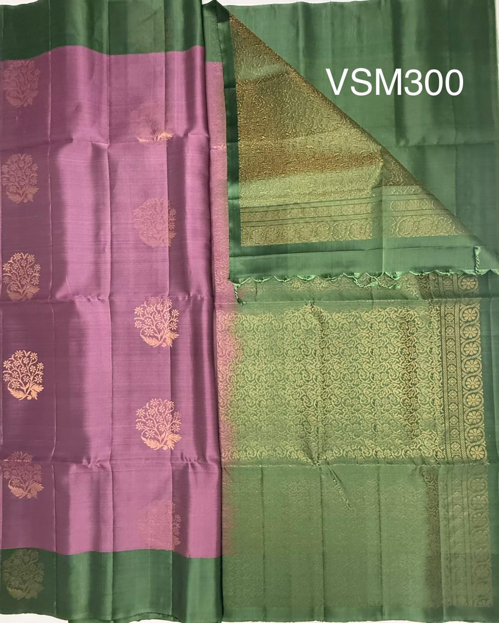 VSM300 - lavender color body , pastel green color pallu , blouse&nbsp;