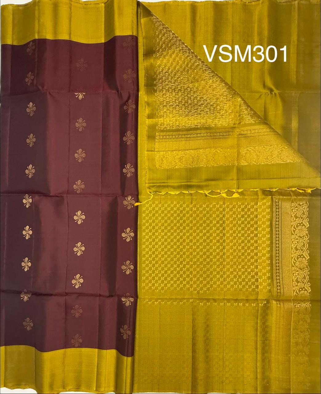 VSM301 - brown color body , green color pallu , blouse&nbsp;
