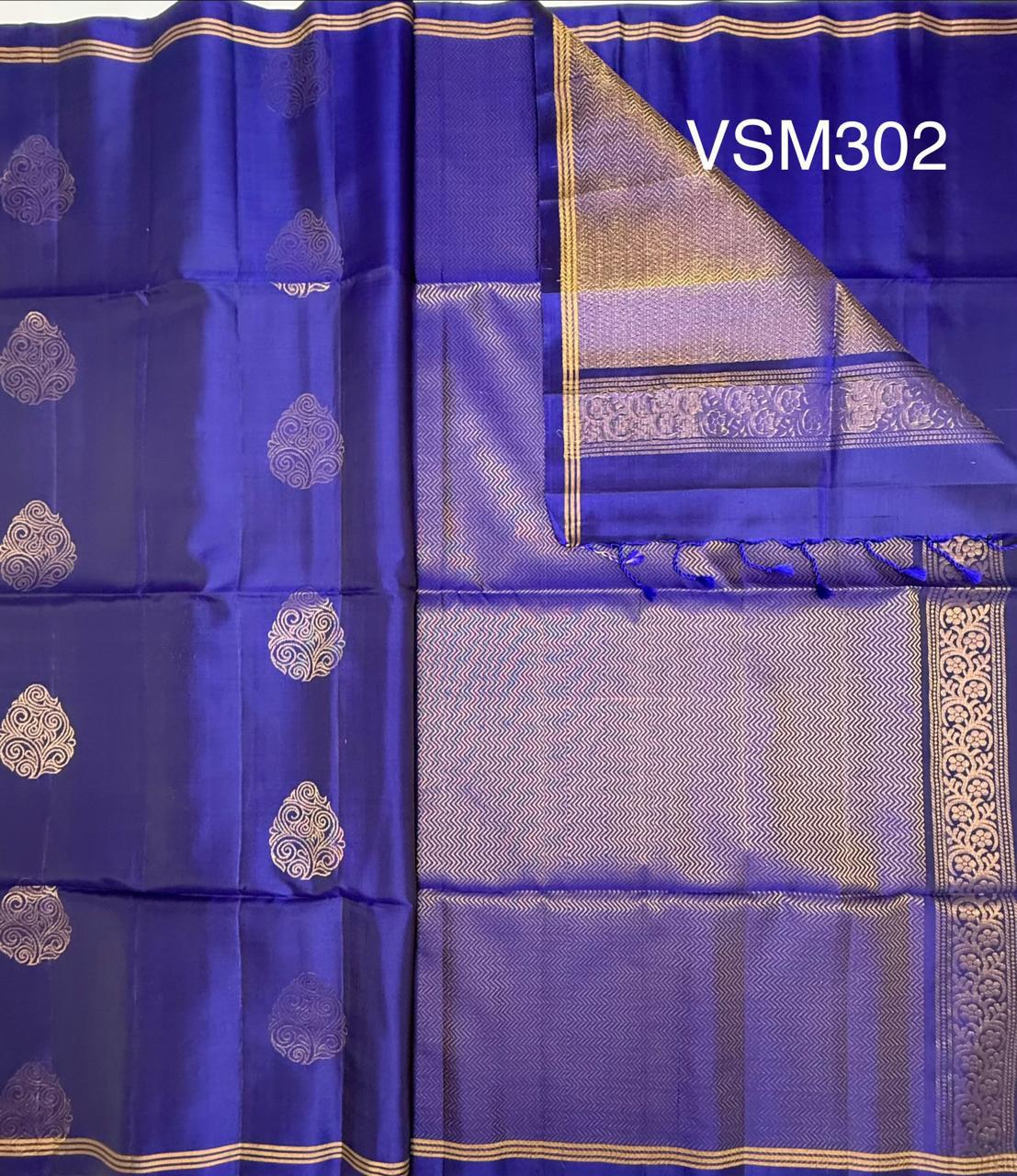 VSM302 - ink blue color body , pallu , blouse&nbsp;