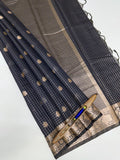VSAS1336 - navy blue color body, pallu , blouse.