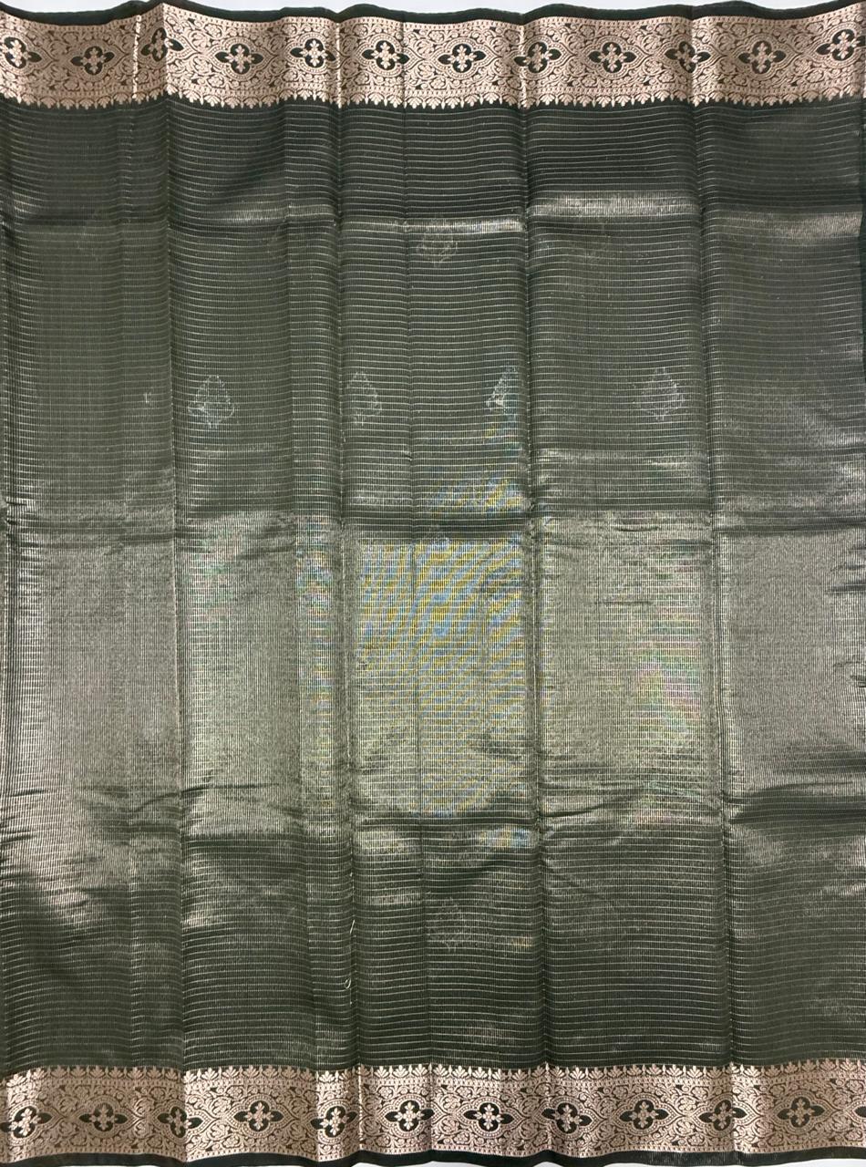 VSAS1337 - bottle green color body, pallu , blouse.