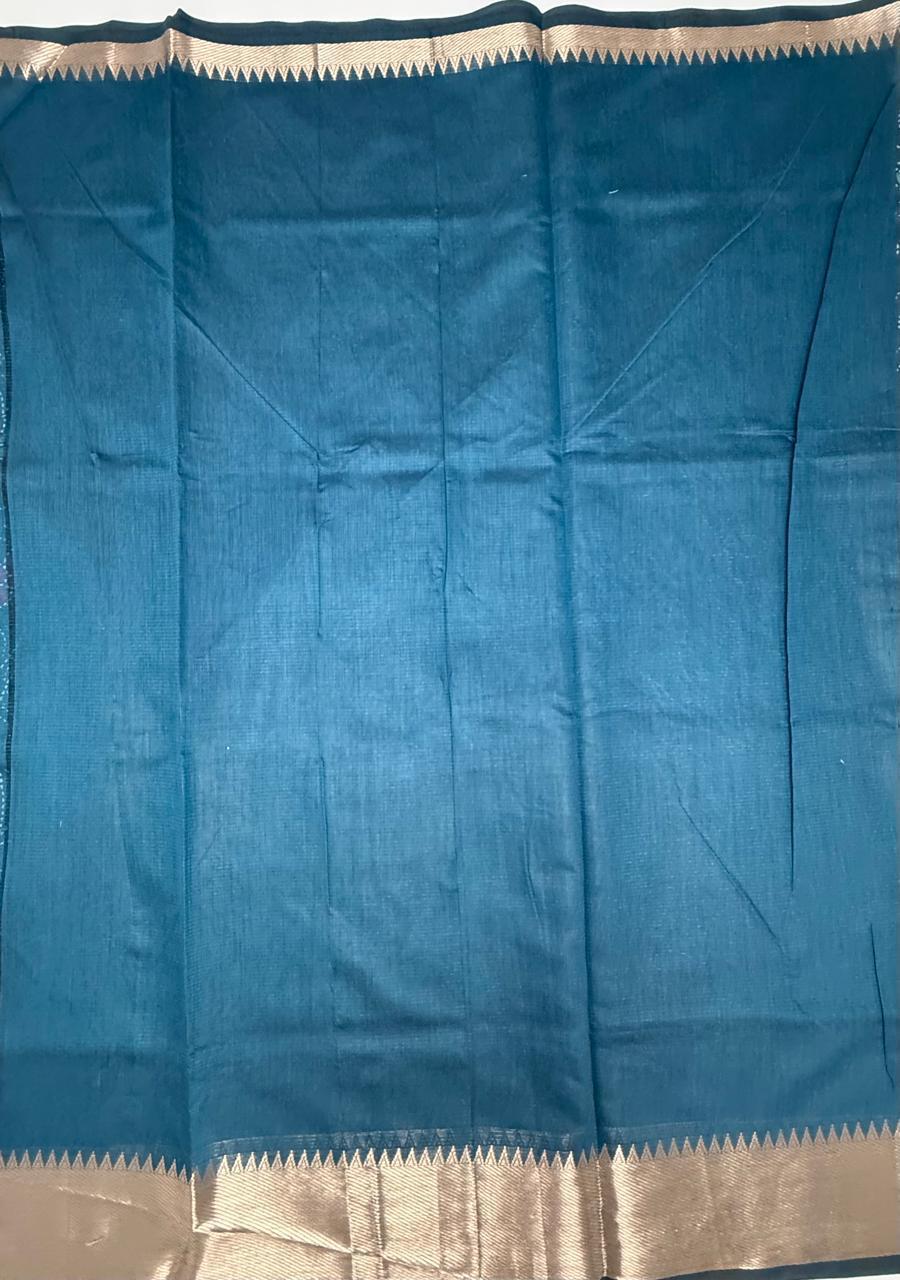 VSAS1350 - peacock blue color body, pallu , blouse.