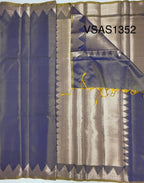 VSAS1352 - yellow wiht blue color body, pallu , blouse.