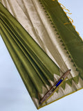 VSAS1353 - mehandi green color body, pallu , blouse.