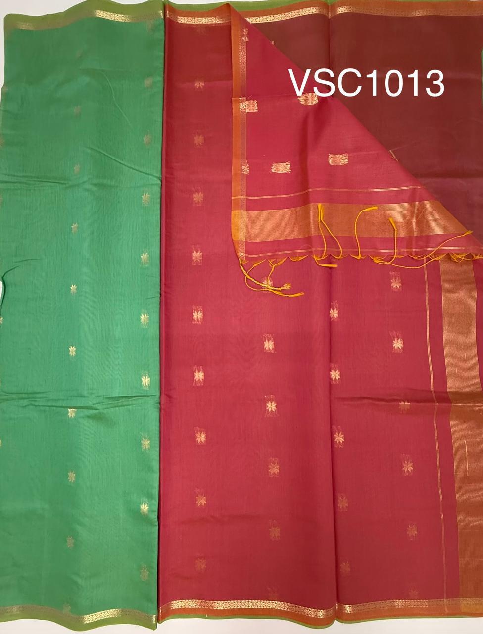 VSC1013 - sea green color body , pink color pallu,blouse.