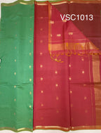 VSC1013 - sea green color body , pink color pallu,blouse.