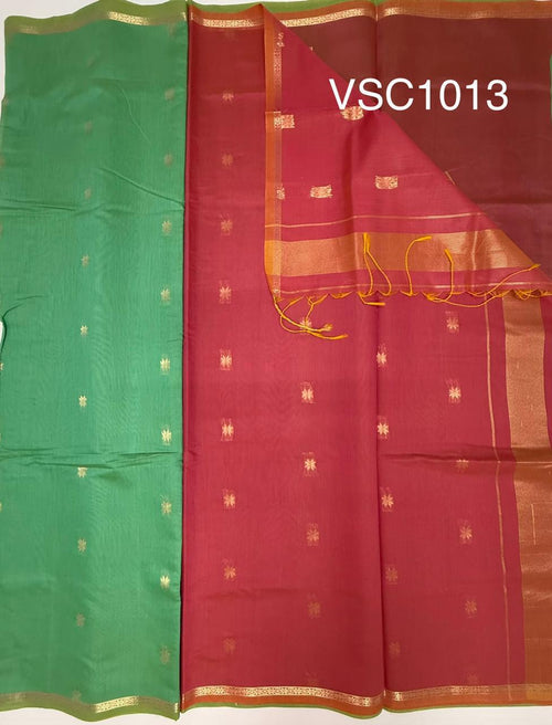 VSC1013 - sea green color body , pink color pallu,blouse.