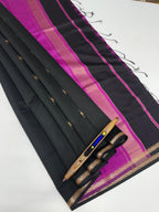 VSC1014 - black color body , rani pink color pallu,blouse.