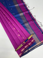 VSC1015 - rani pink color body , blue color pallu,blouse.