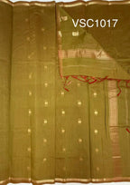 VSC1017 - re with green color body , pallu,blouse.