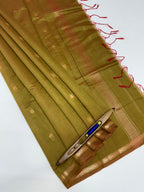 VSC1017 - re with green color body , pallu,blouse.
