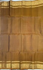 VSF981 - leaf green color body , mustard color pallu,blouse - Pure silk saree