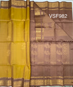 VSF982 - golden yellow color body , onion pink color pallu,blouse - Pure silk saree