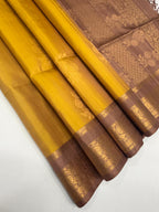 VSF982 - golden yellow color body , onion pink color pallu,blouse - Pure silk saree