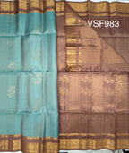 VSF983 - pastel blue color body , onion pink color pallu,blouse - Pure silk saree