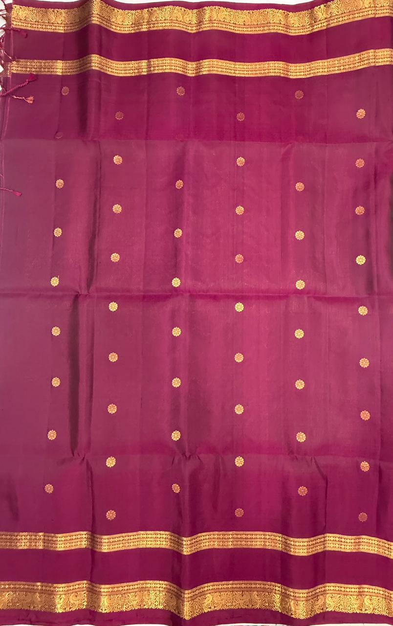 VSF984 - pastel green color body & purple color pallu,blouse - Pure silk saree
