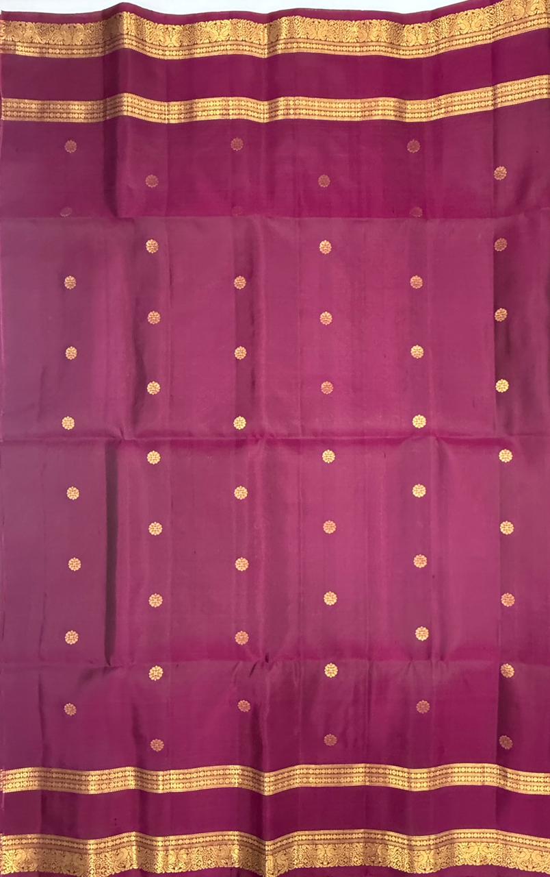 VSF985 - mehandi green color body & purple color pallu,blouse - Pure silk saree