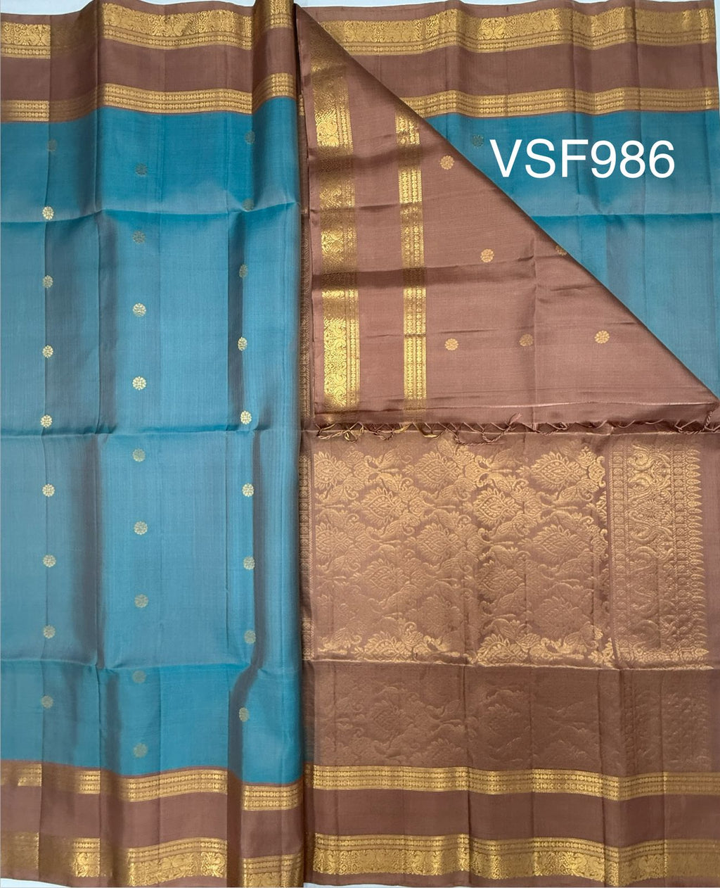 VSF986 - pastel blue color body , onion pink color pallu,blouse - Pure silk saree