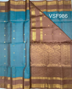 VSF986 - pastel blue color body , onion pink color pallu,blouse - Pure silk saree