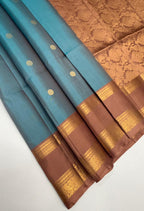 VSF986 - pastel blue color body , onion pink color pallu,blouse - Pure silk saree