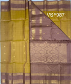 VSF987 - golden color body ,onion pink color pallu,blouse - Pure silk saree