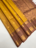 VSF987 - golden color body ,onion pink color pallu,blouse - Pure silk saree