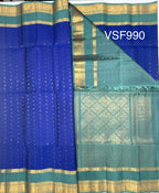 VSF990 - royal blue color body , pastel blue color pallu,blouse - Pure silk saree