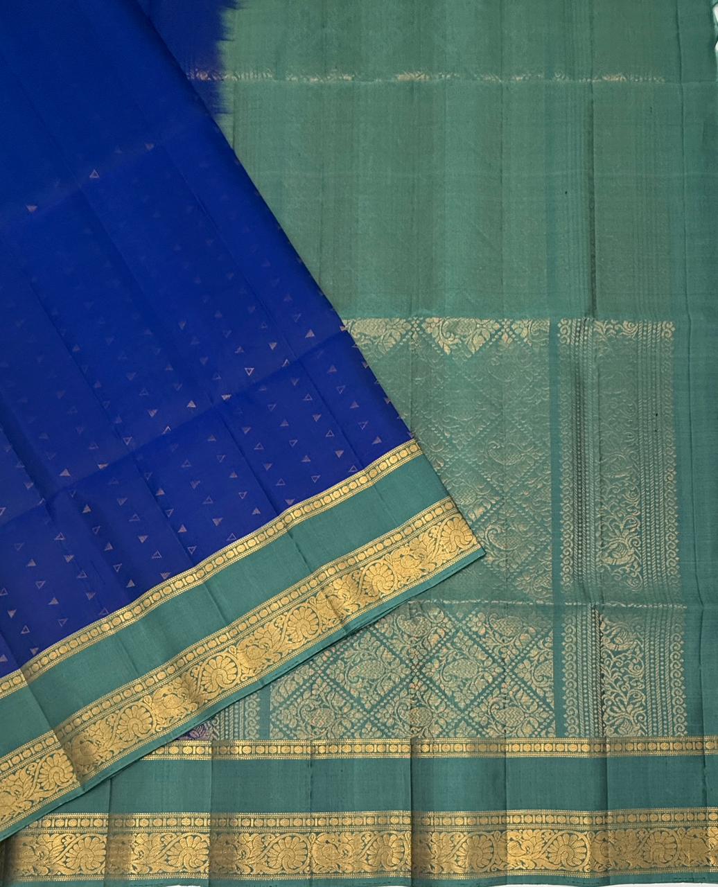 VSF990 - royal blue color body , pastel blue color pallu,blouse - Pure silk saree
