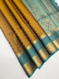 VSF991 - yellowish black color body & pastel blue color pallu,blouse - Pure silk saree.