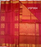 VSF994 - pinkish orange color body , pallu,blouse - Pure silk saree