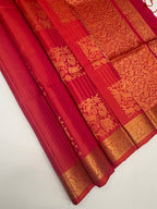 VSF994 - pinkish orange color body , pallu,blouse - Pure silk saree
