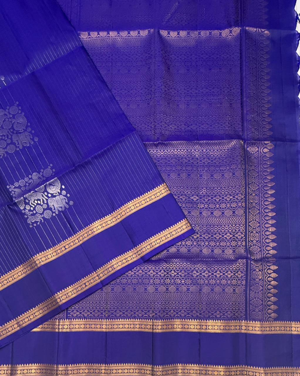 VSF995 - royal blue color body , pallu,blouse - Pure silk saree